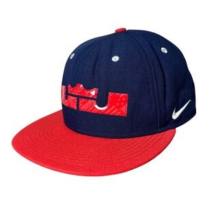 Nike LeBron James True Snapback Hat Navy Blue Red Flat Bill Baseball Cap Mens
